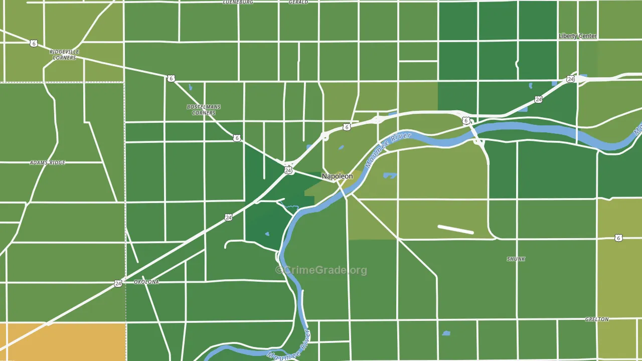 43545, OH Map of Vehicle Theft Rates