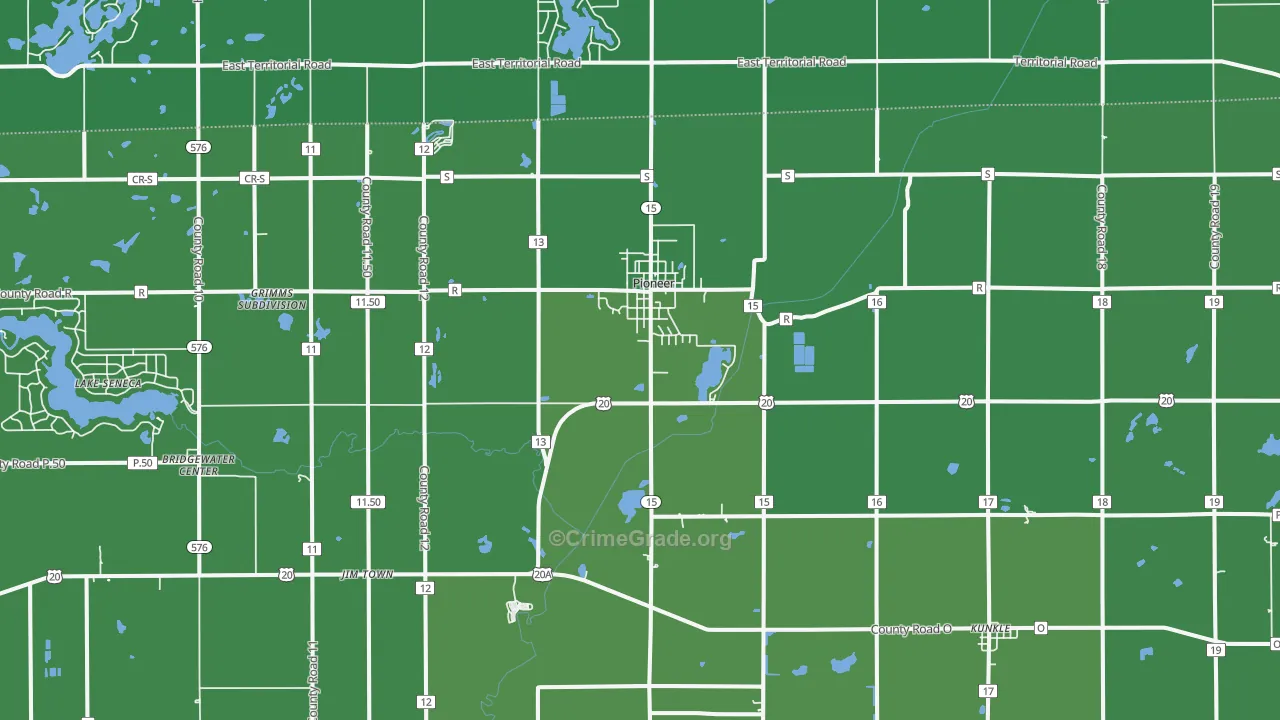 43554, OH Map of Vehicle Theft Rates