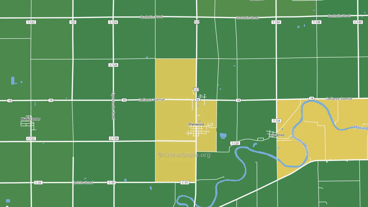 43556, OH Map of Vehicle Theft Rates