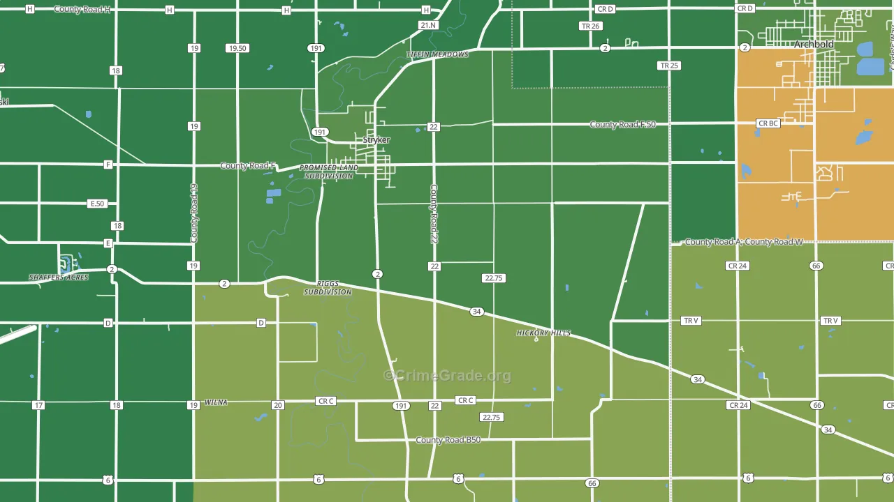 43557, OH Map of Vehicle Theft Rates