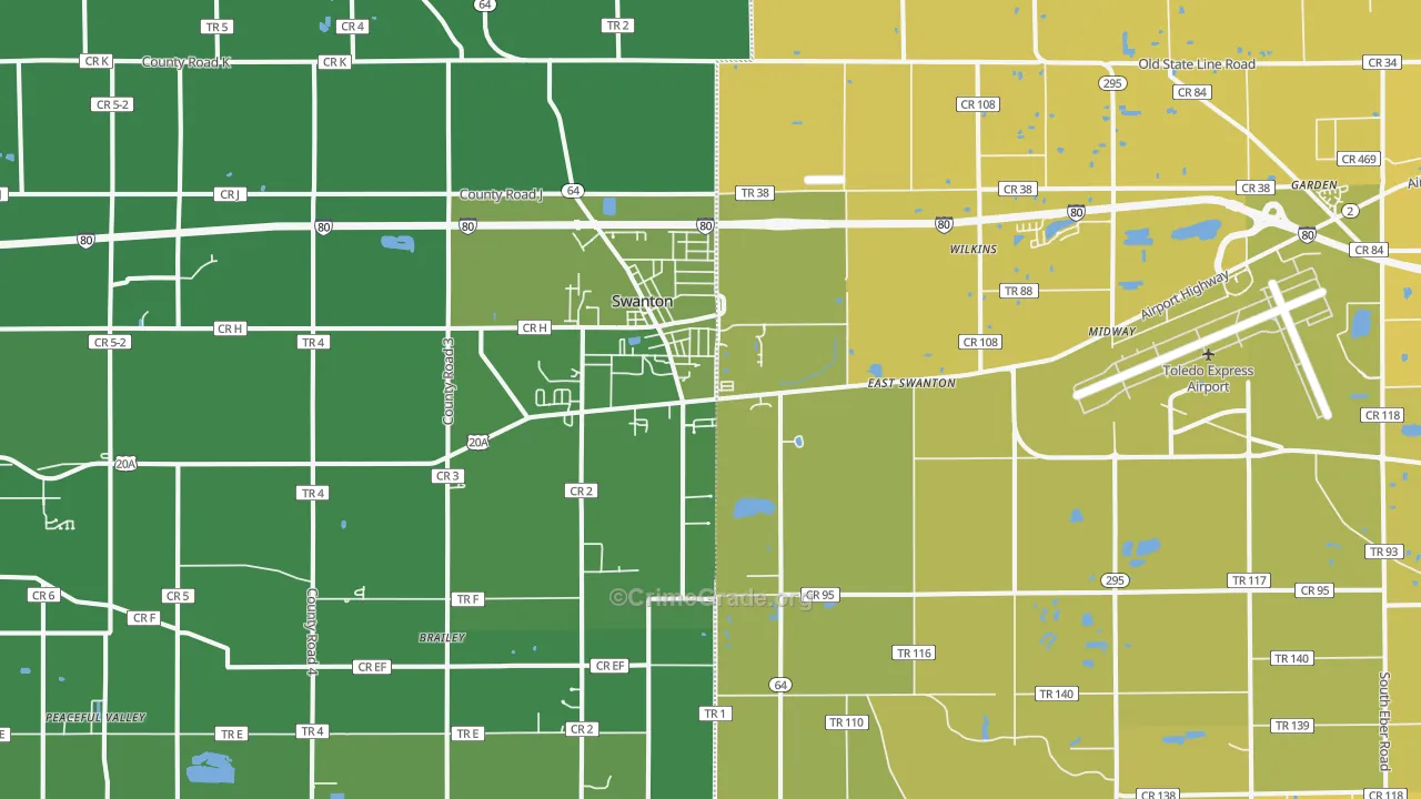 43558, OH Map of Vehicle Theft Rates