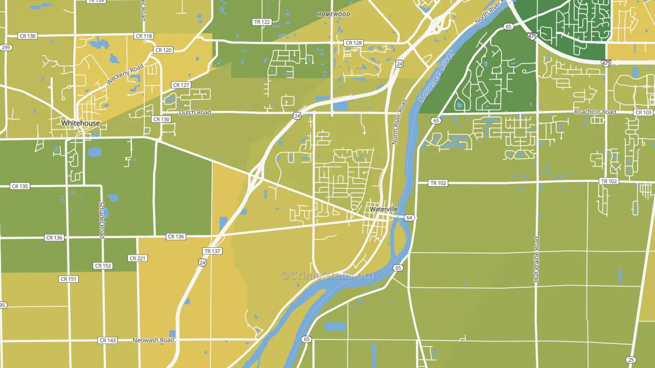 43566, OH Map of Vehicle Theft Rates