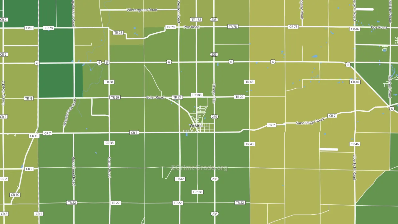 43569, OH Map of Vehicle Theft Rates