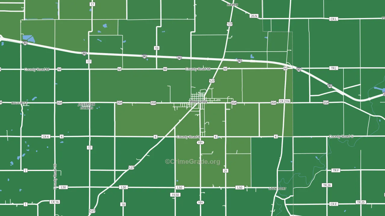 43570, OH Map of Vehicle Theft Rates