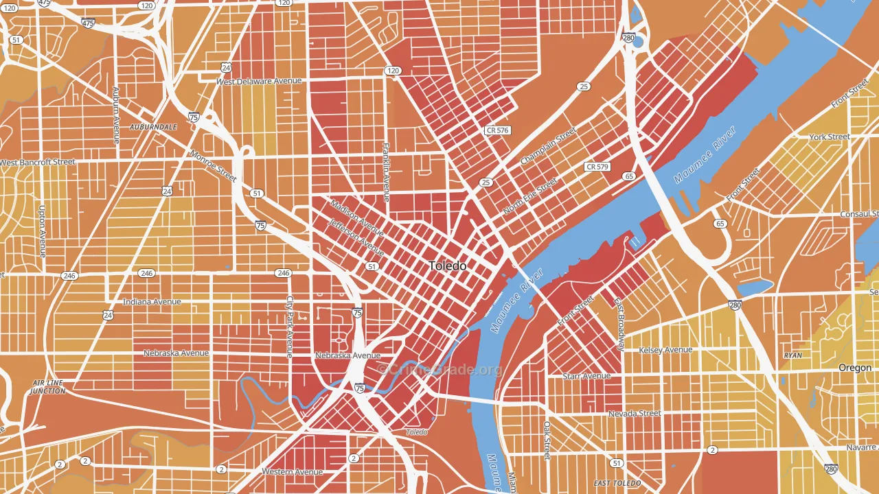 43604, OH Map of Vehicle Theft Rates