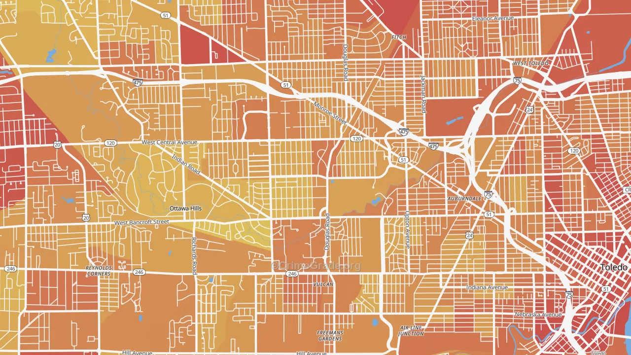 43606, OH Map of Vehicle Theft Rates