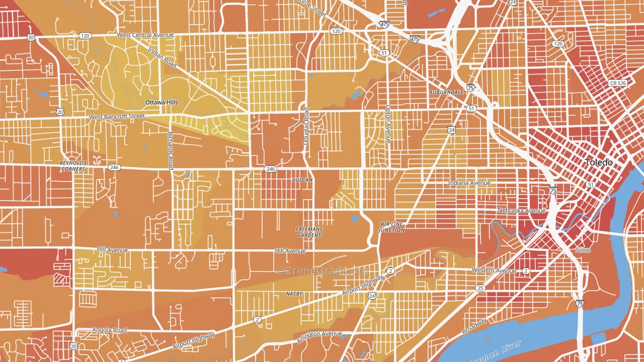 43607, OH Map of Vehicle Theft Rates