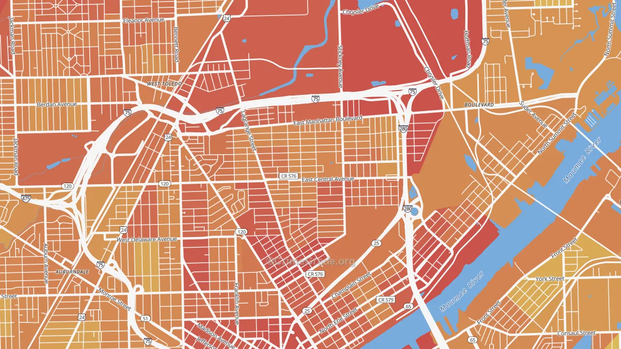 43608, OH Map of Vehicle Theft Rates