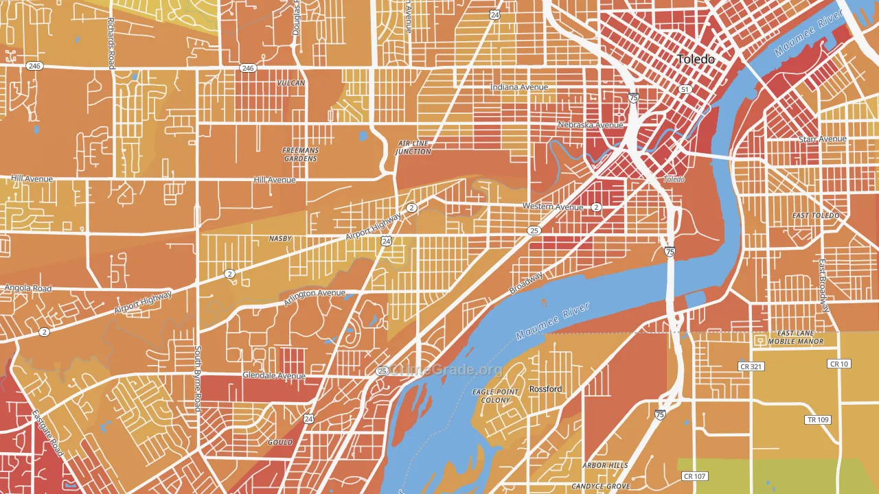 43609, OH Map of Vehicle Theft Rates