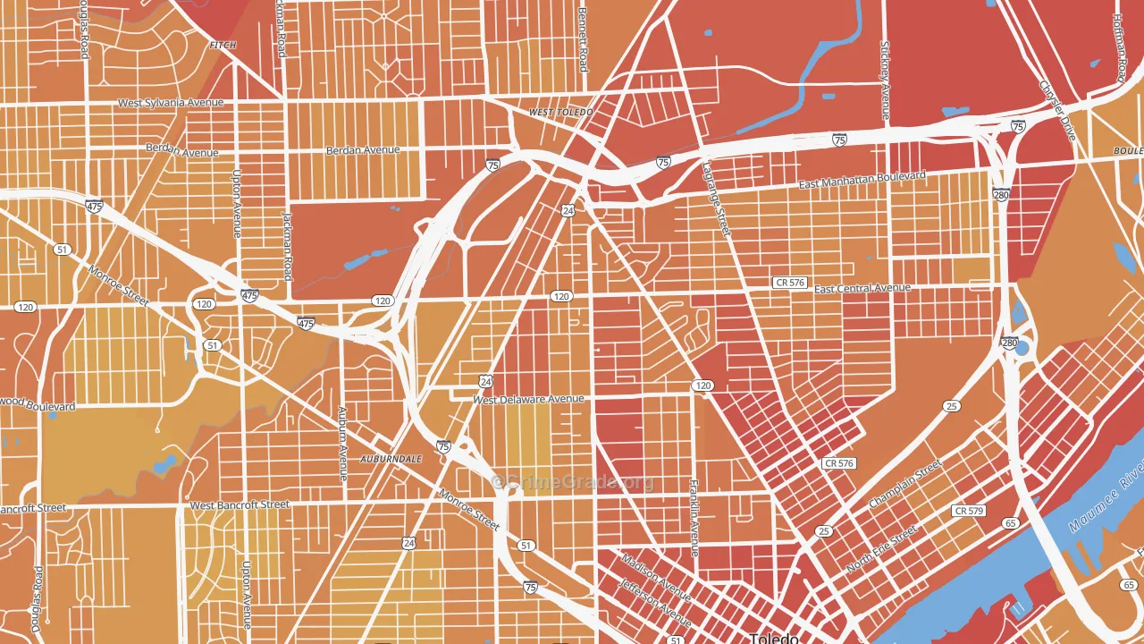 43610, OH Map of Vehicle Theft Rates