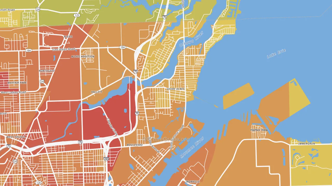 43611, OH Map of Vehicle Theft Rates