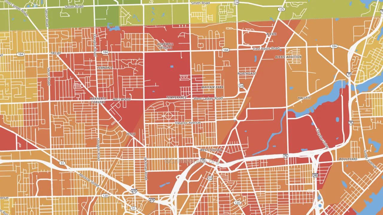 43612, OH Map of Vehicle Theft Rates