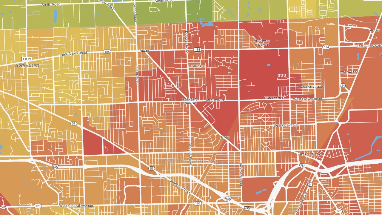 43613, OH Map of Vehicle Theft Rates