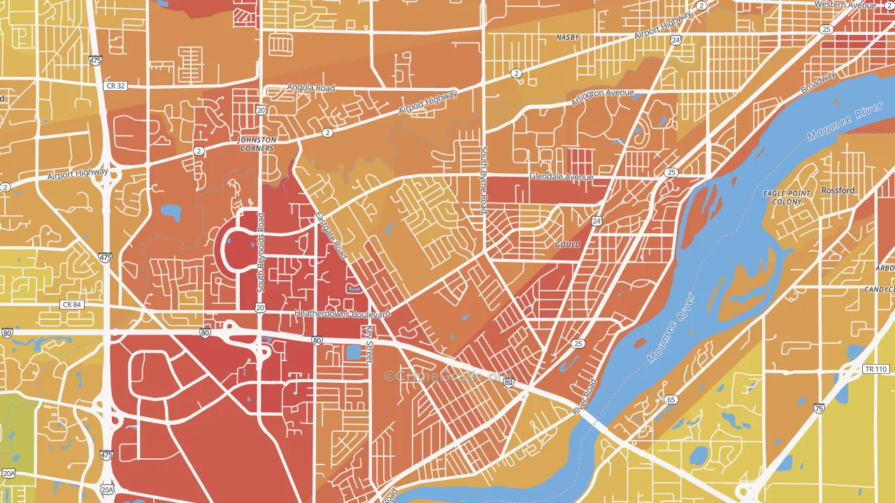 43614, OH Map of Vehicle Theft Rates