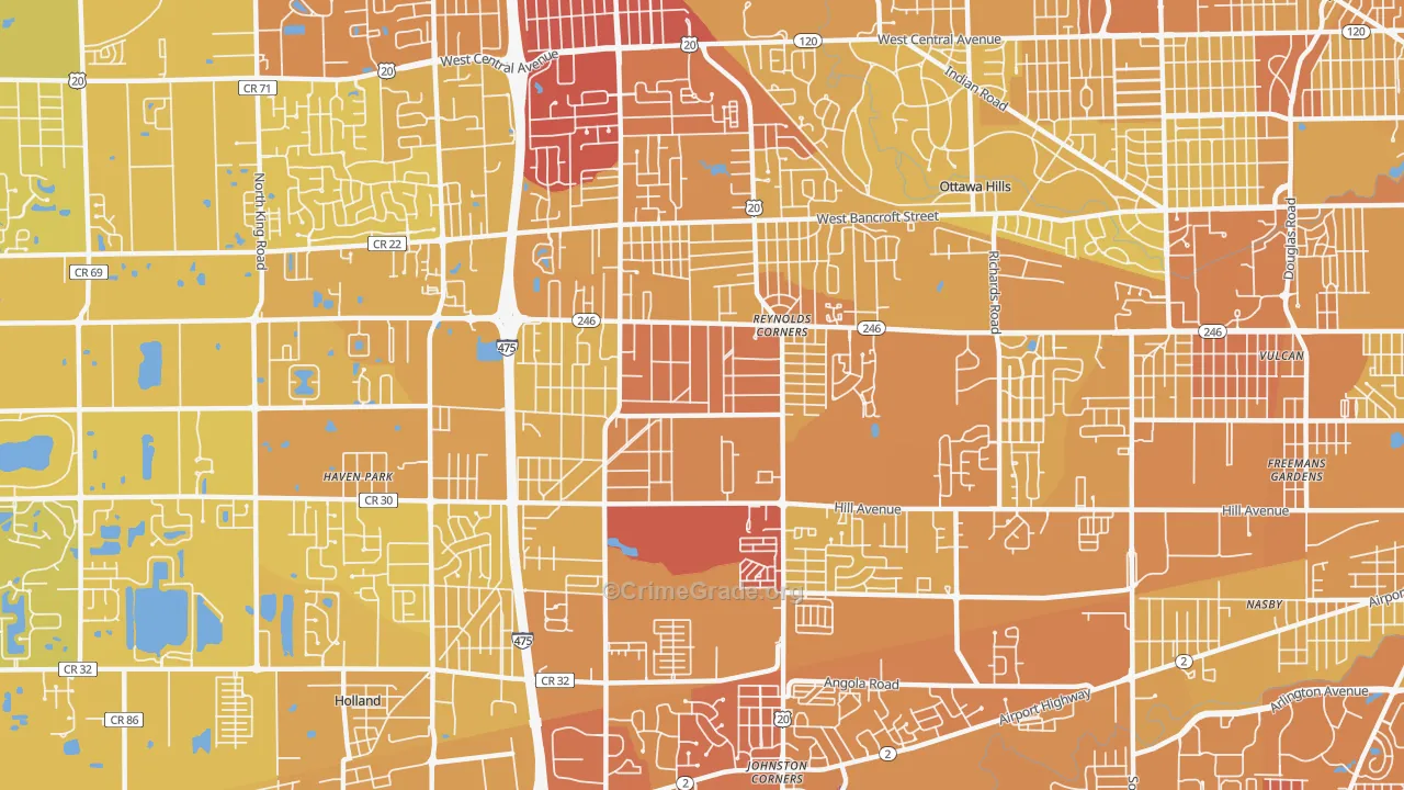 43615, OH Map of Vehicle Theft Rates