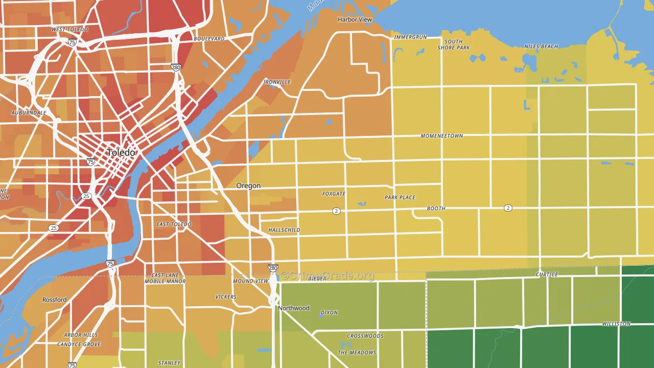 43616, OH Map of Vehicle Theft Rates