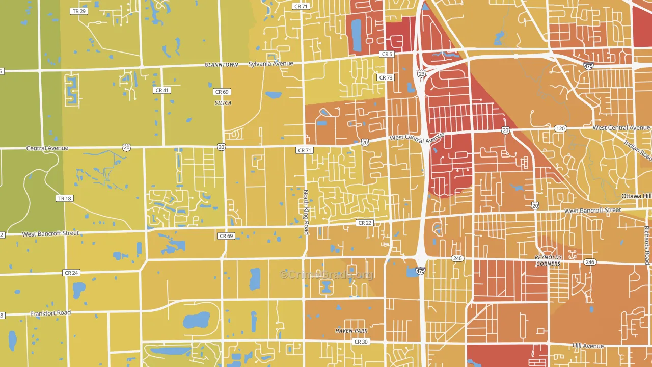 43617, OH Map of Vehicle Theft Rates