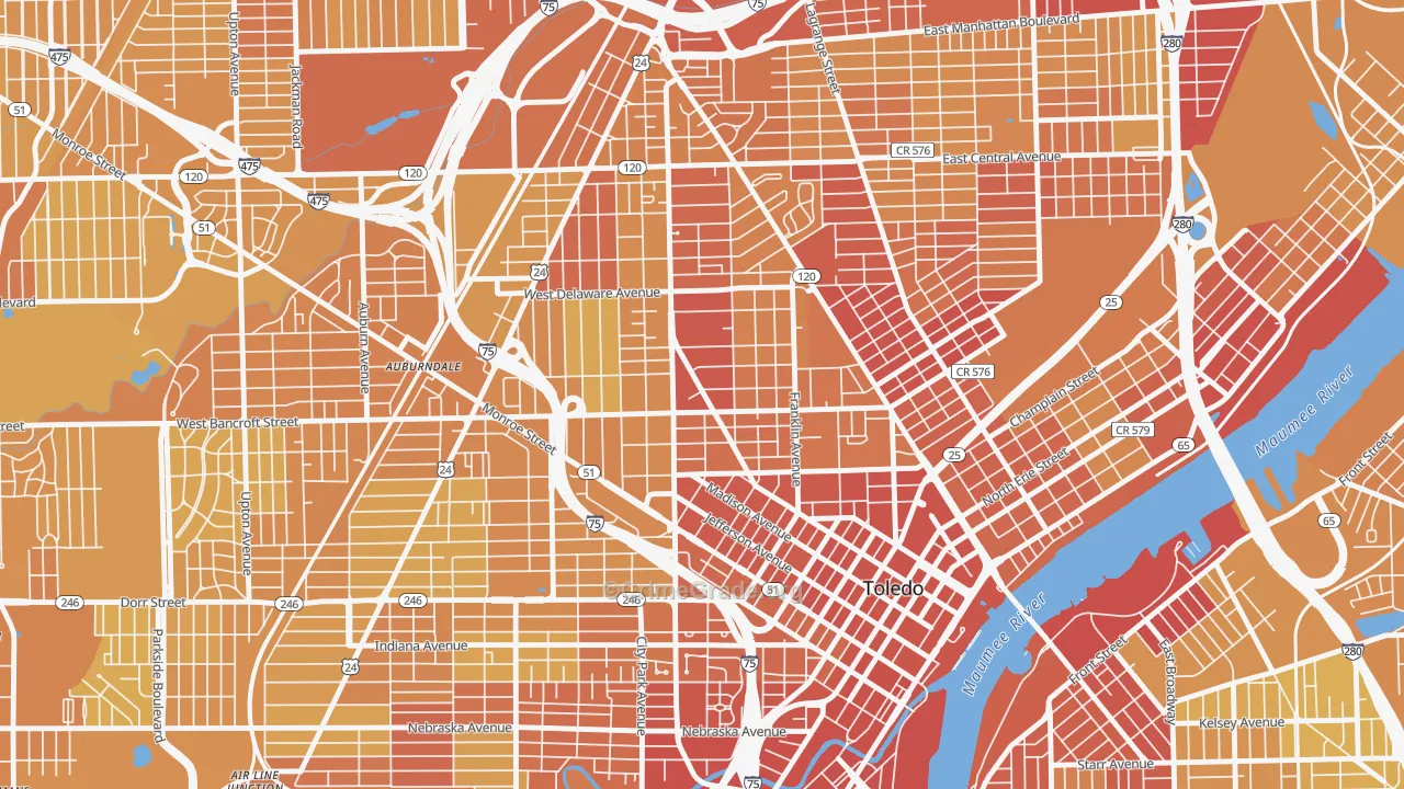 43620, OH Map of Vehicle Theft Rates