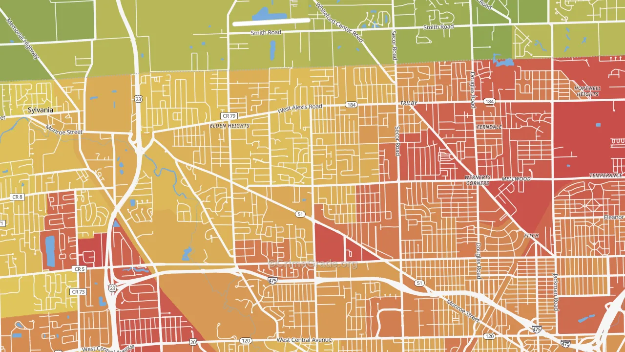 43623, OH Map of Vehicle Theft Rates