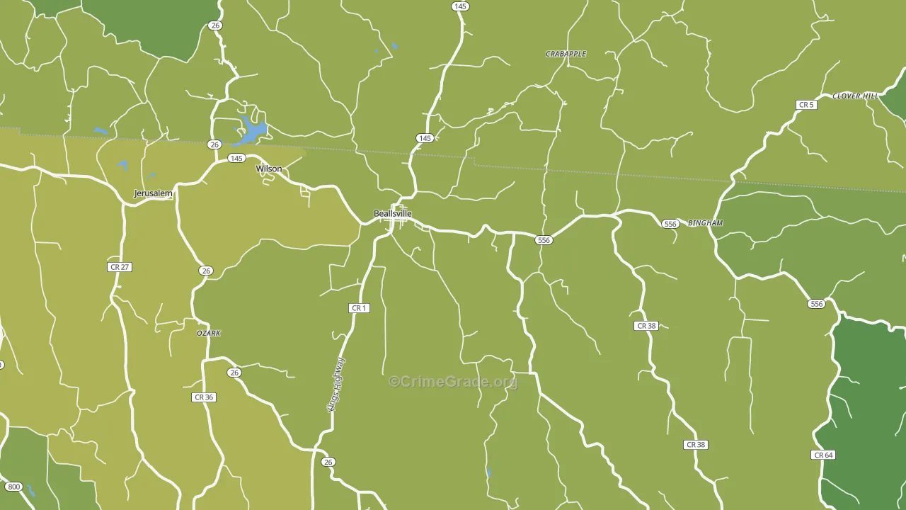 43716, OH Map of Vehicle Theft Rates
