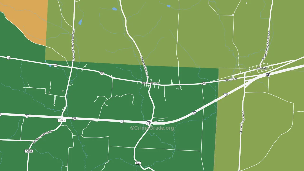 43721, OH Map of Vehicle Theft Rates