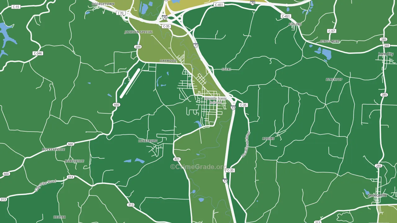 43723, OH Map of Vehicle Theft Rates