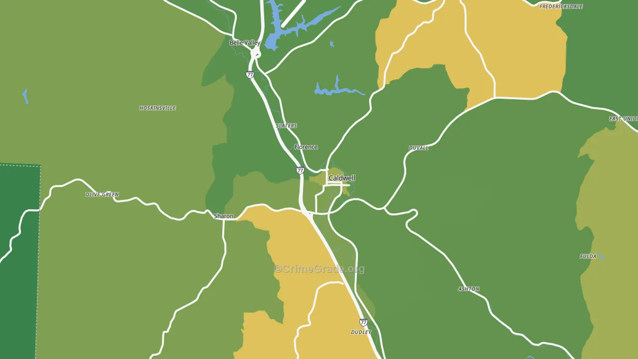 43724, OH Map of Vehicle Theft Rates