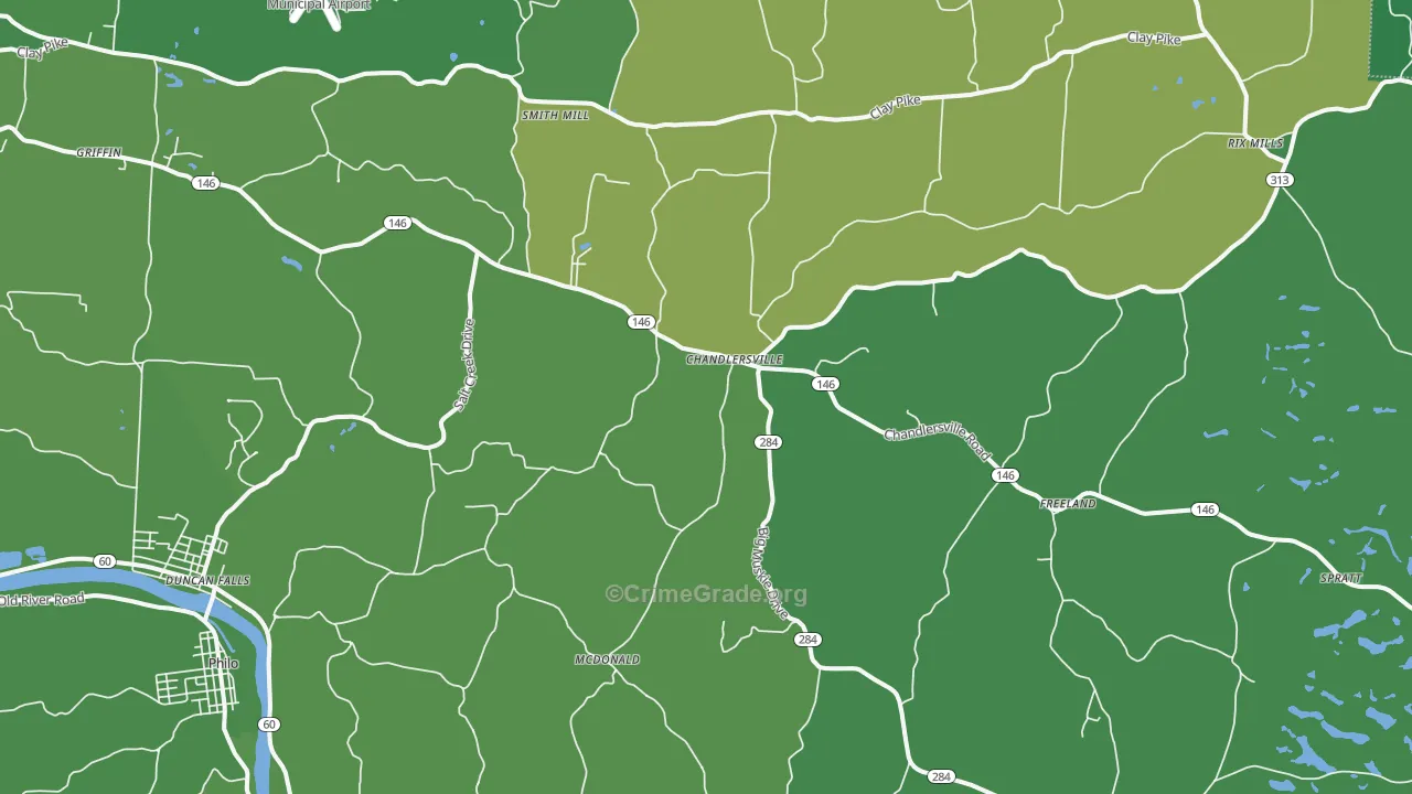 43727, OH Map of Vehicle Theft Rates