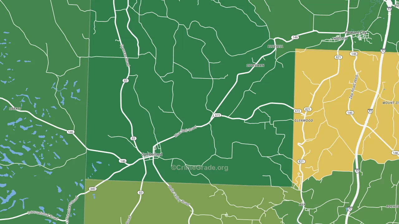 43732, OH Map of Vehicle Theft Rates