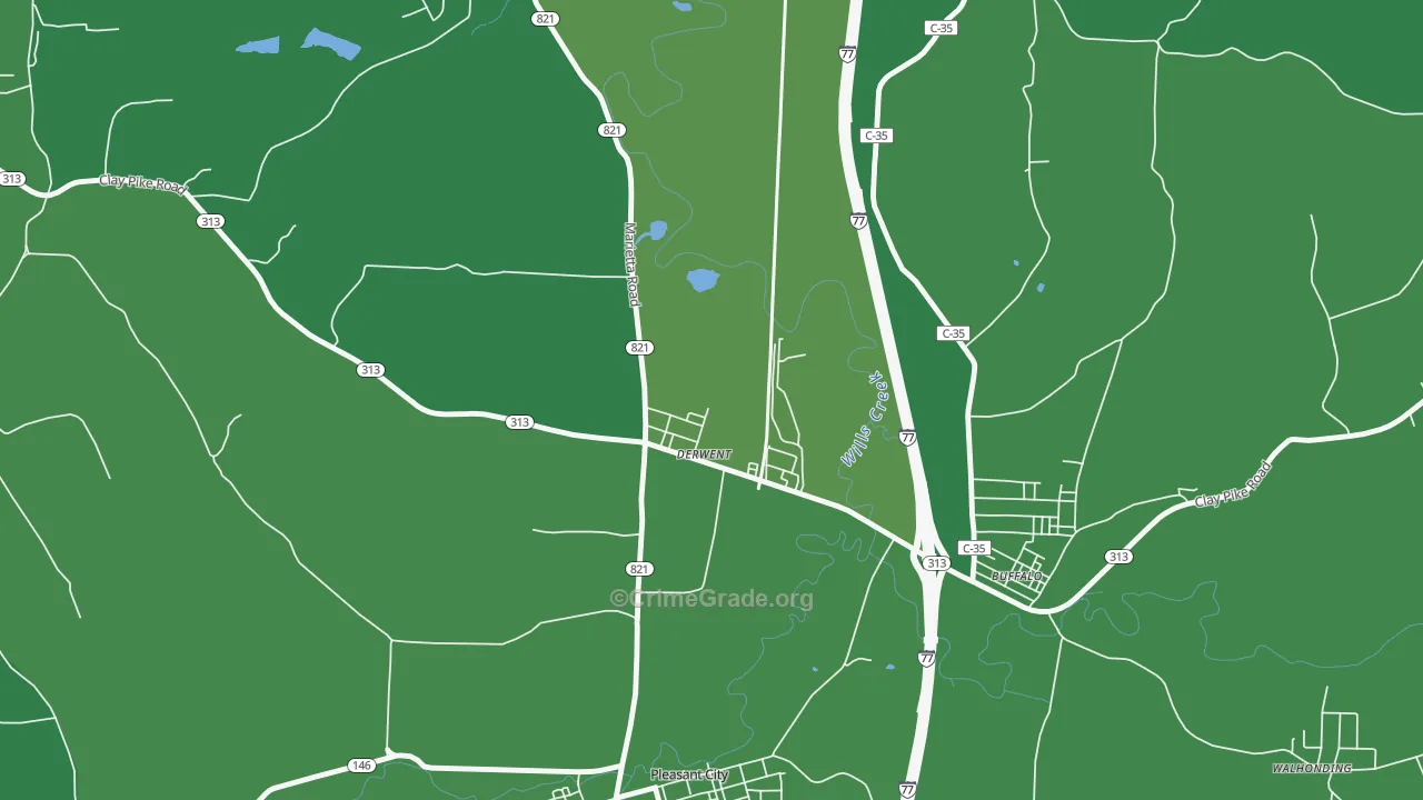 43733, OH Map of Vehicle Theft Rates