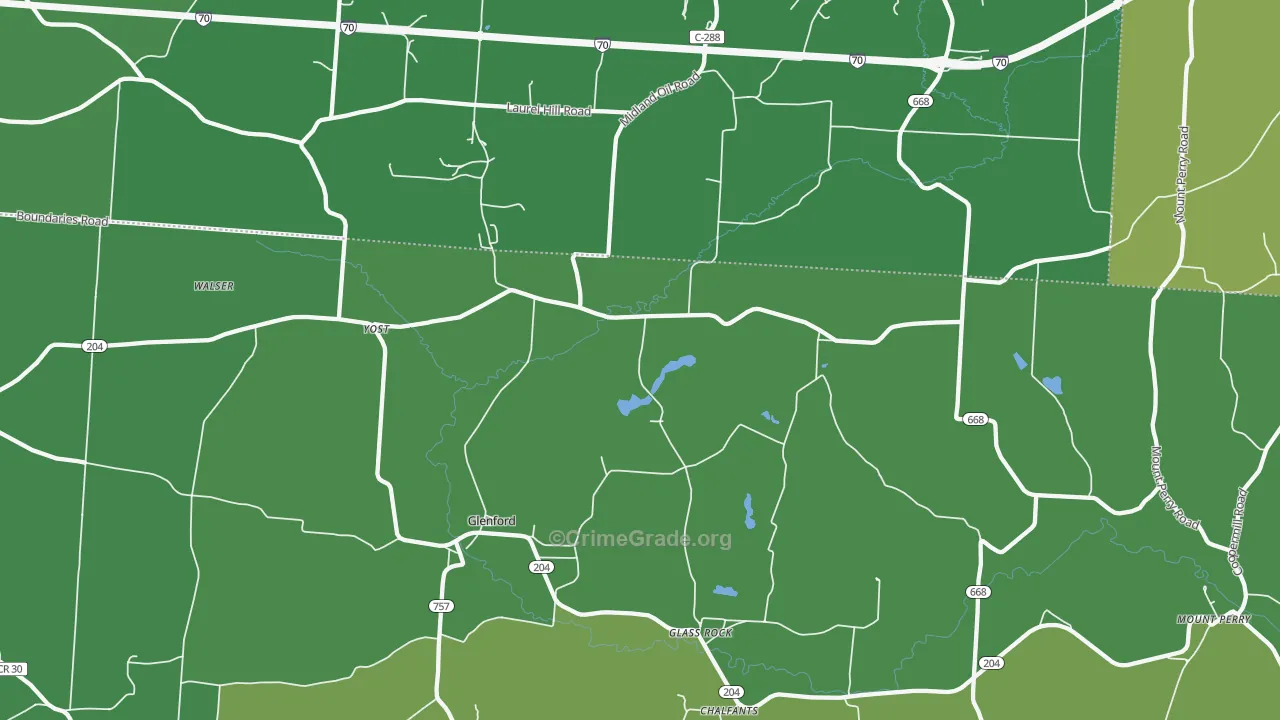 43739, OH Map of Vehicle Theft Rates