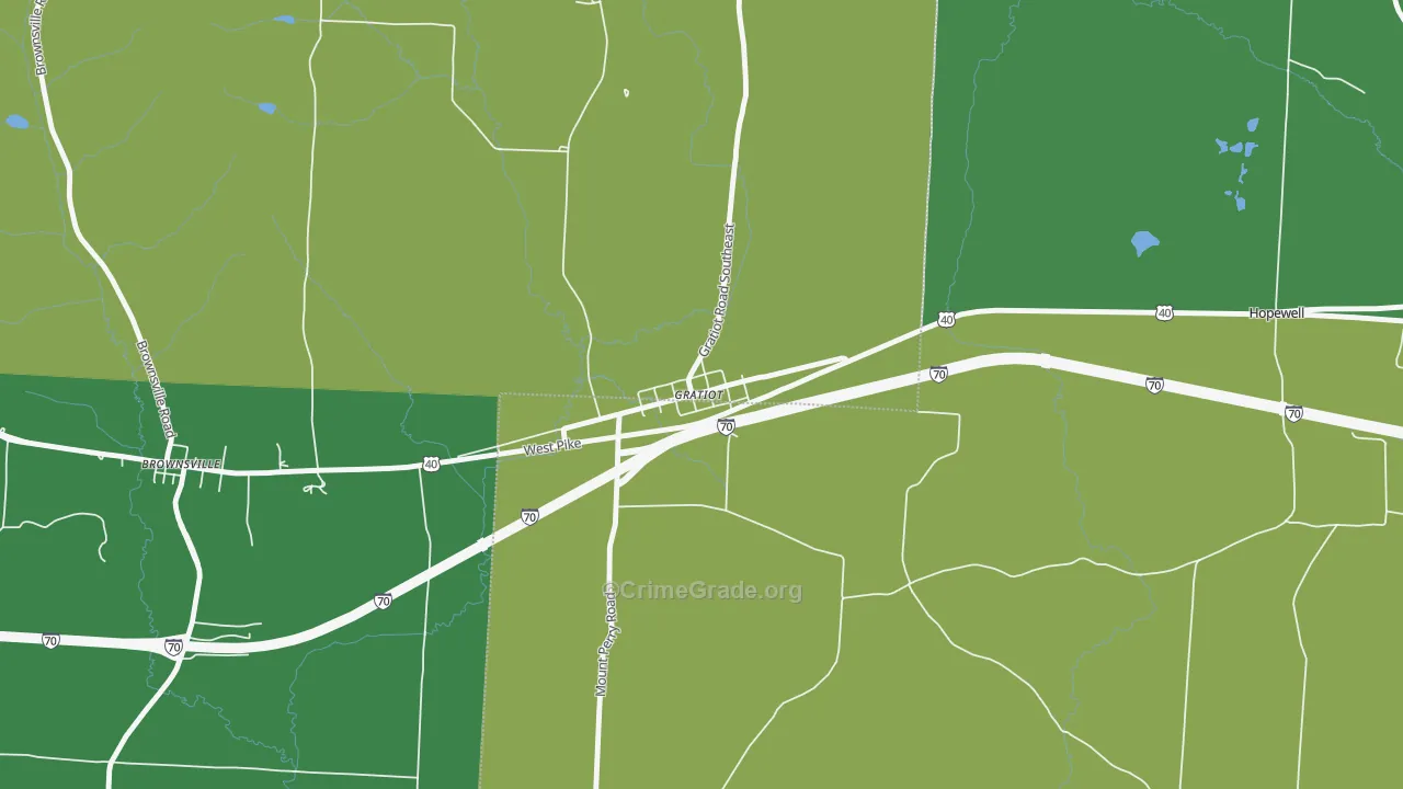 43740, OH Map of Vehicle Theft Rates