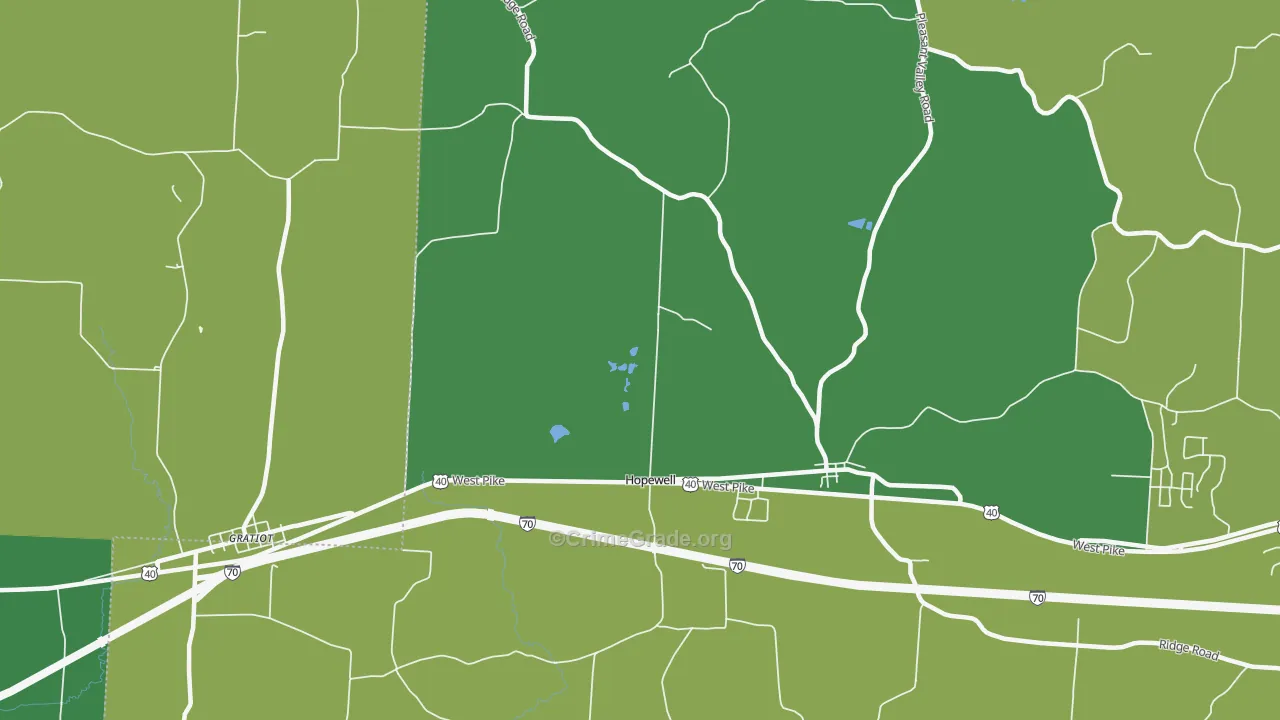 43746, OH Map of Vehicle Theft Rates
