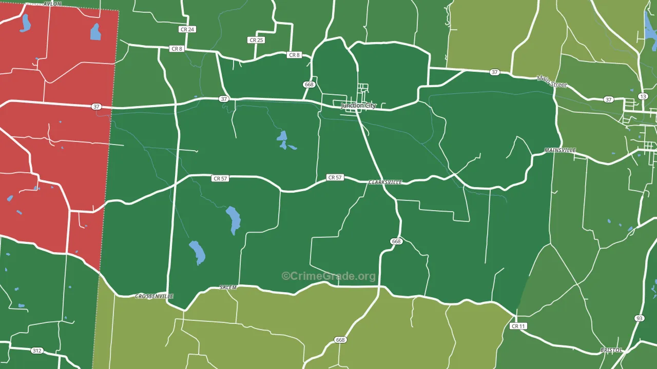 43748, OH Map of Vehicle Theft Rates