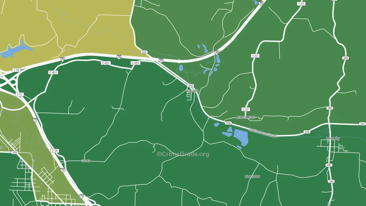 43750, OH Map of Vehicle Theft Rates