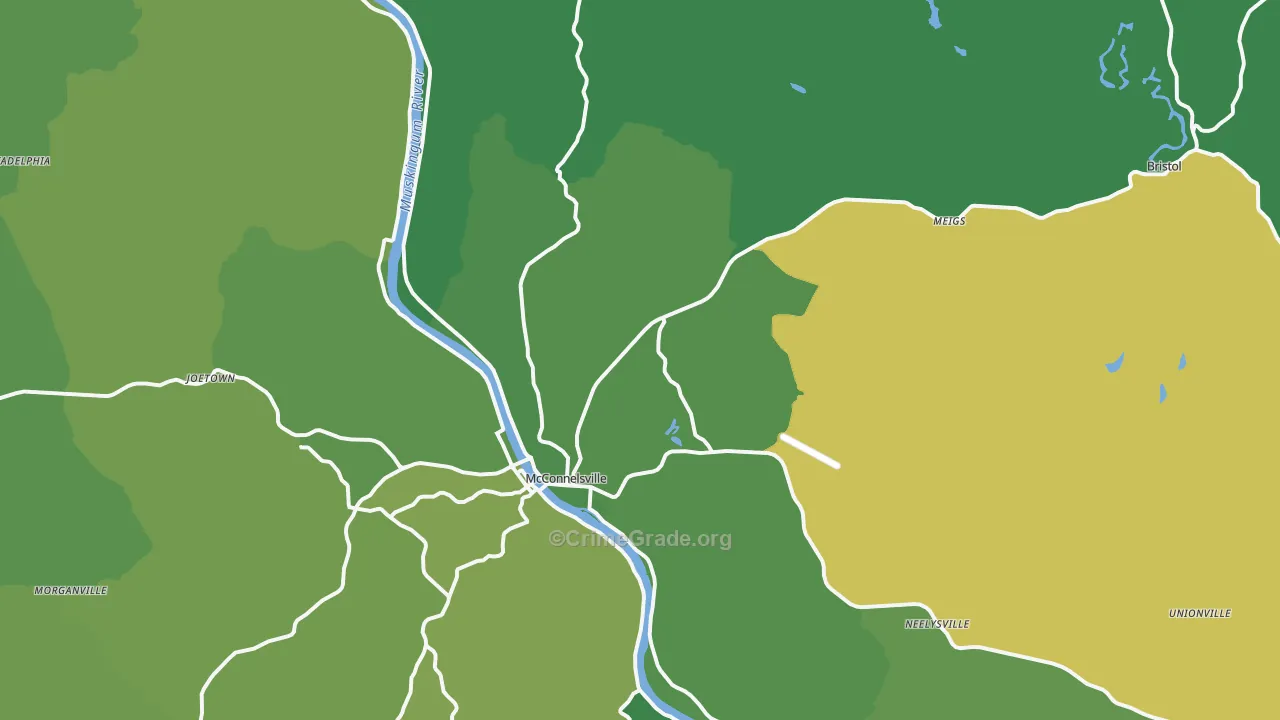 43756, OH Map of Vehicle Theft Rates