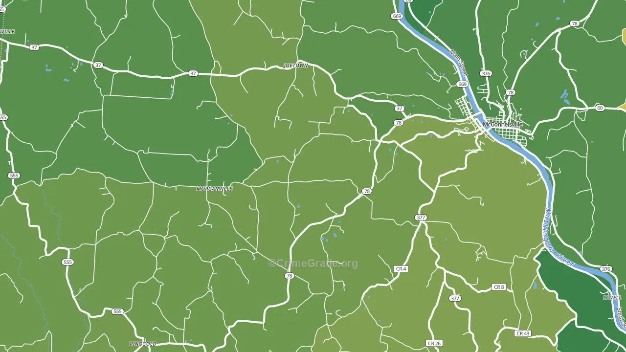 43758, OH Map of Vehicle Theft Rates