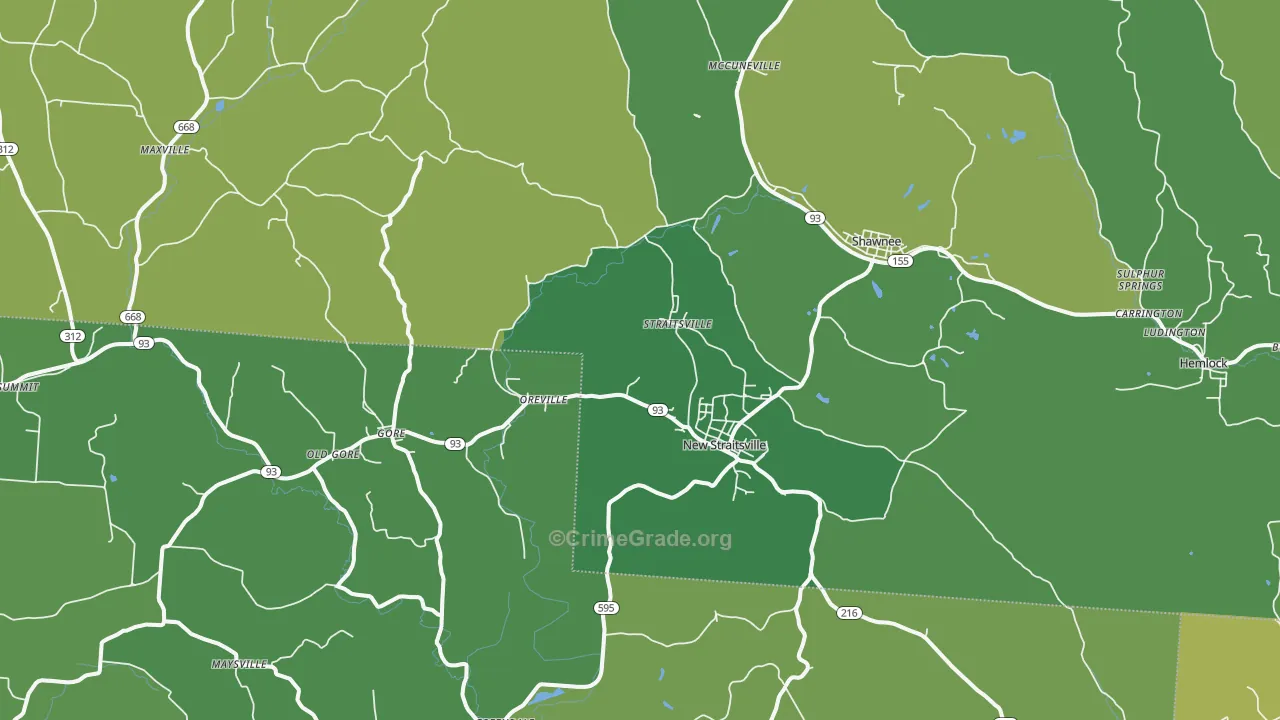 43766, OH Map of Vehicle Theft Rates