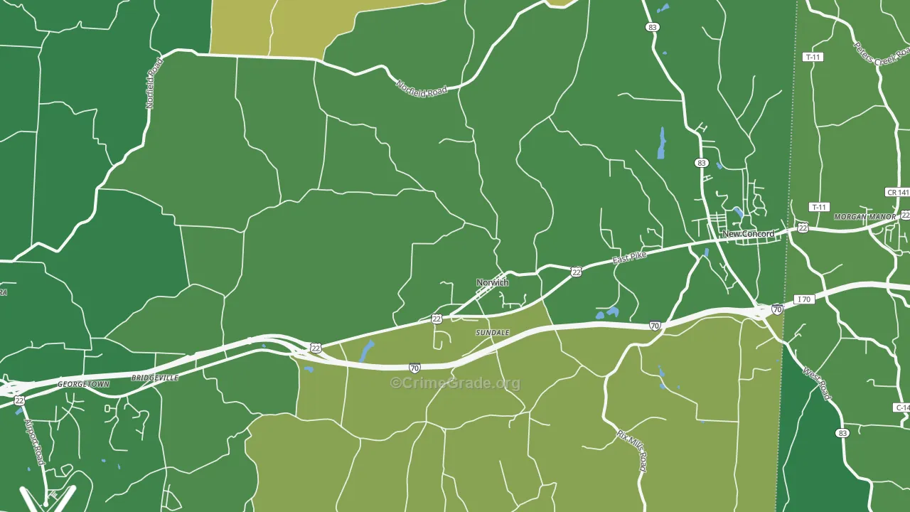 43767, OH Map of Vehicle Theft Rates