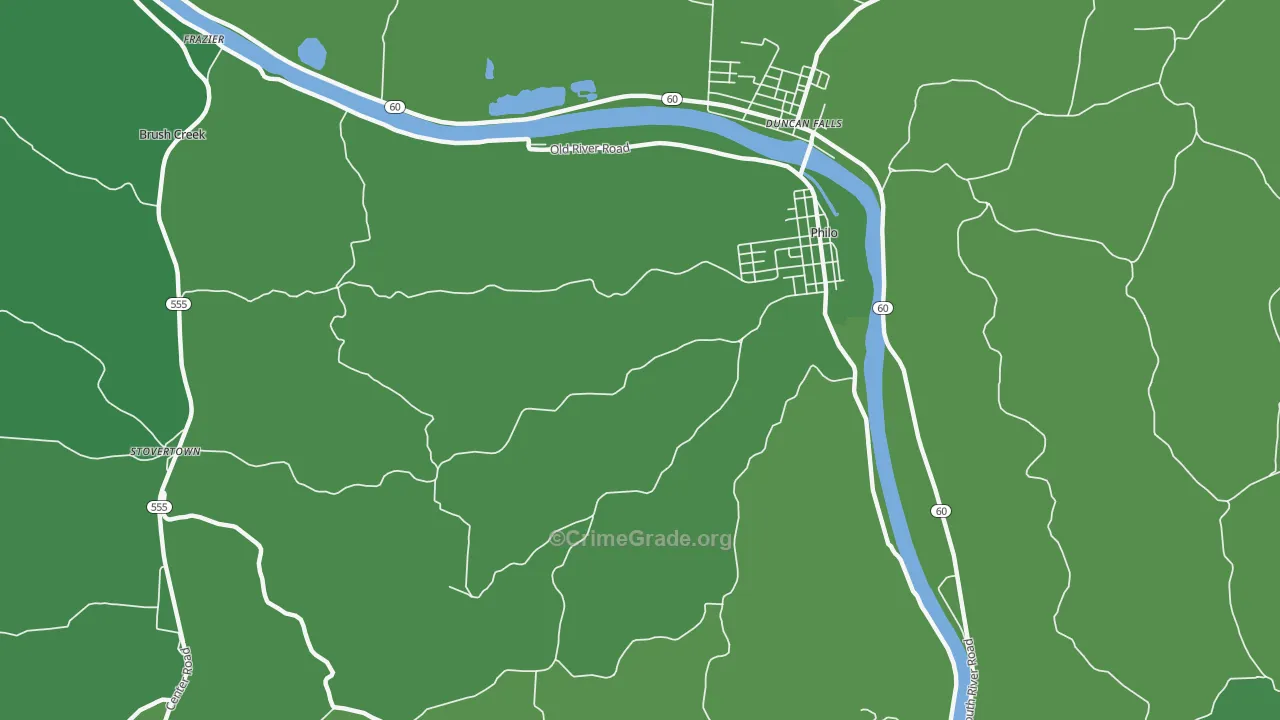 43771, OH Map of Vehicle Theft Rates
