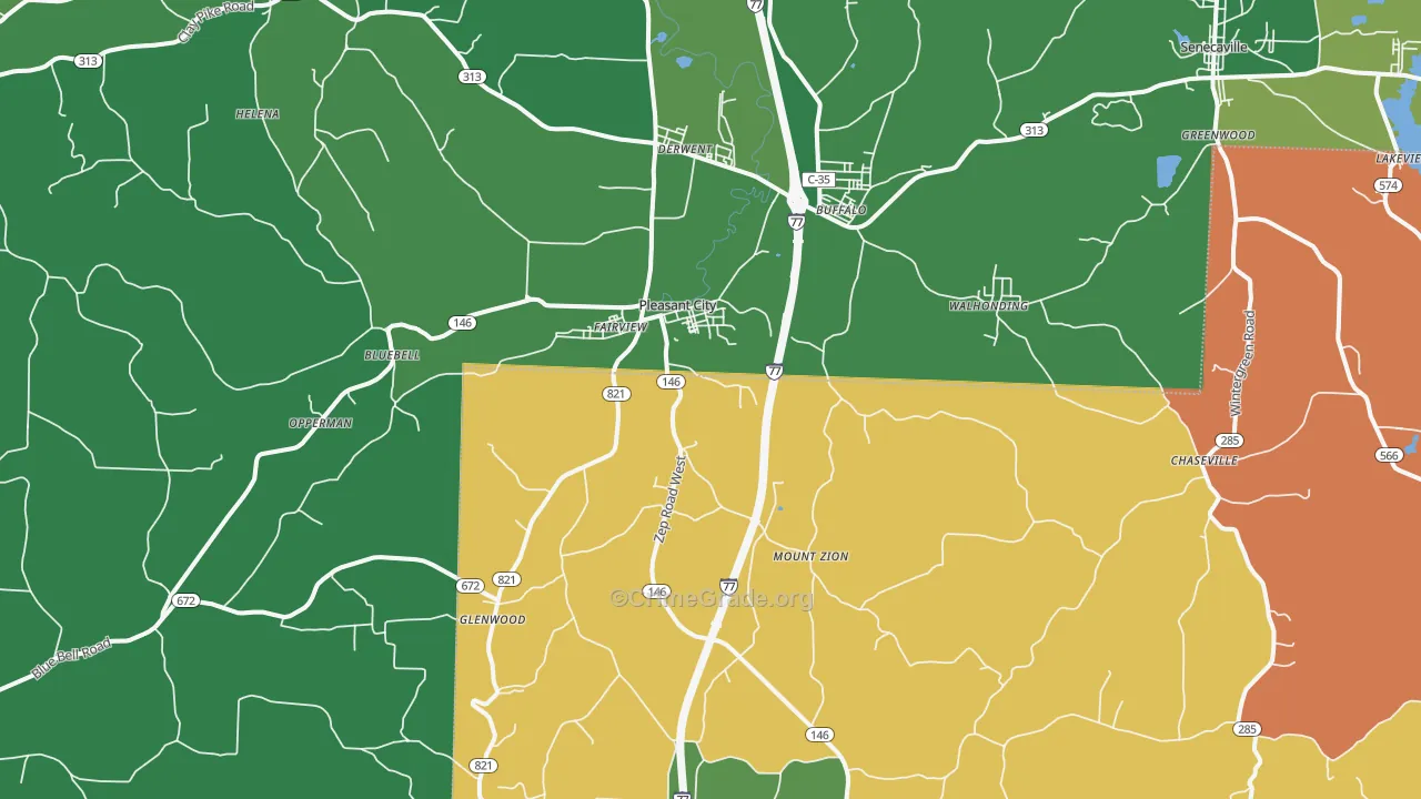 43772, OH Map of Vehicle Theft Rates