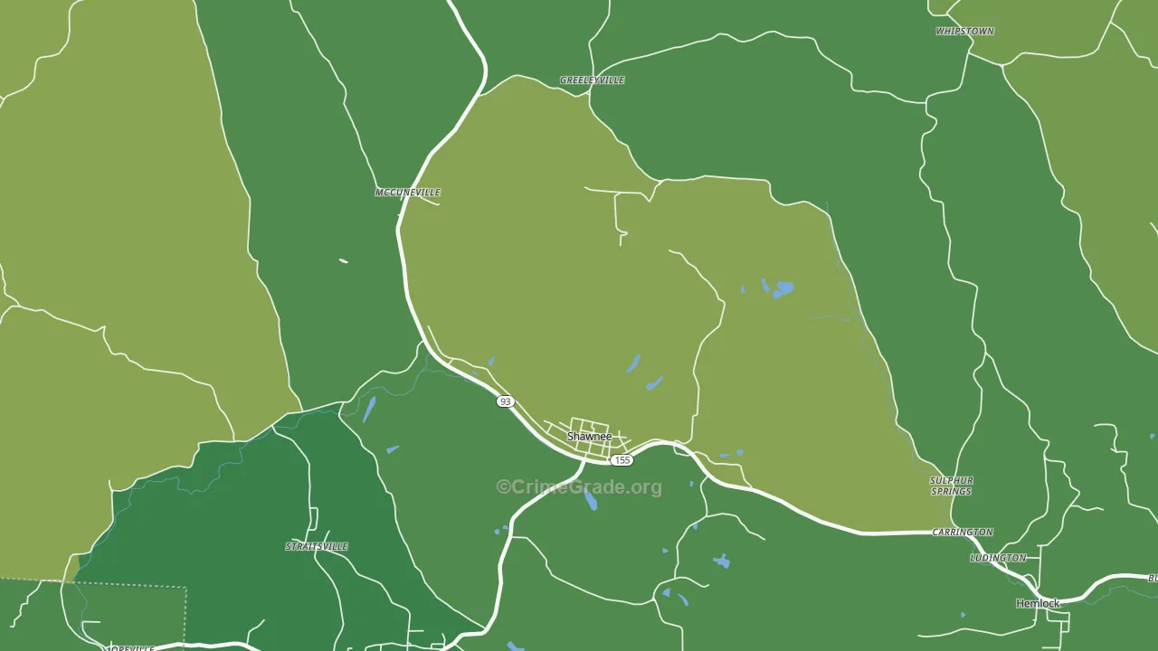 43782, OH Map of Vehicle Theft Rates