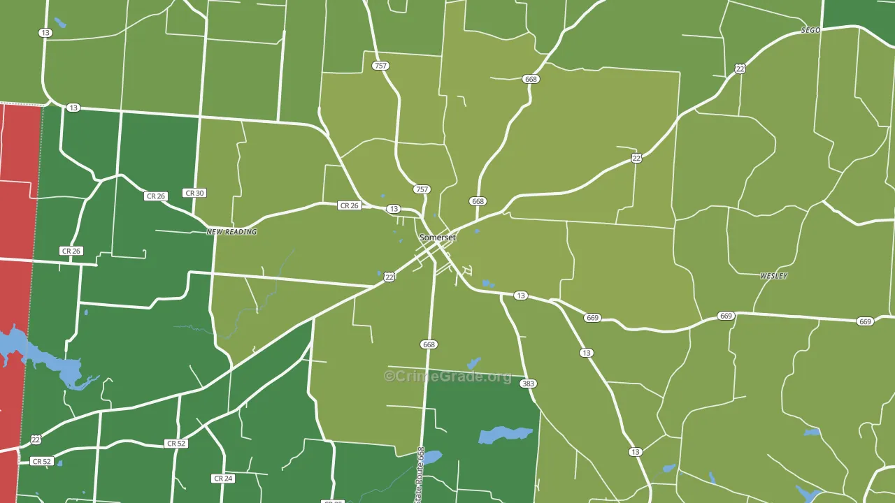 43783, OH Map of Vehicle Theft Rates