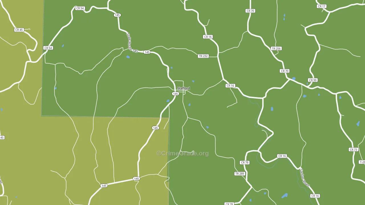 43786, OH Map of Vehicle Theft Rates