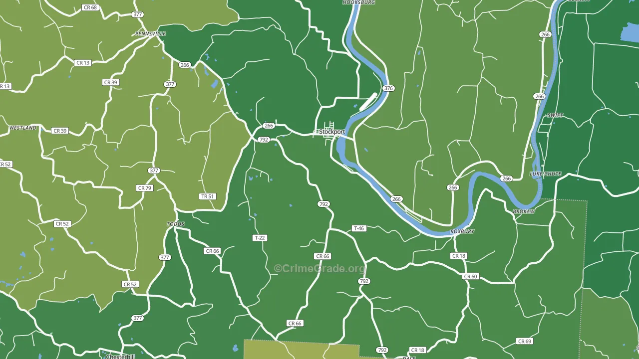 43787, OH Map of Vehicle Theft Rates