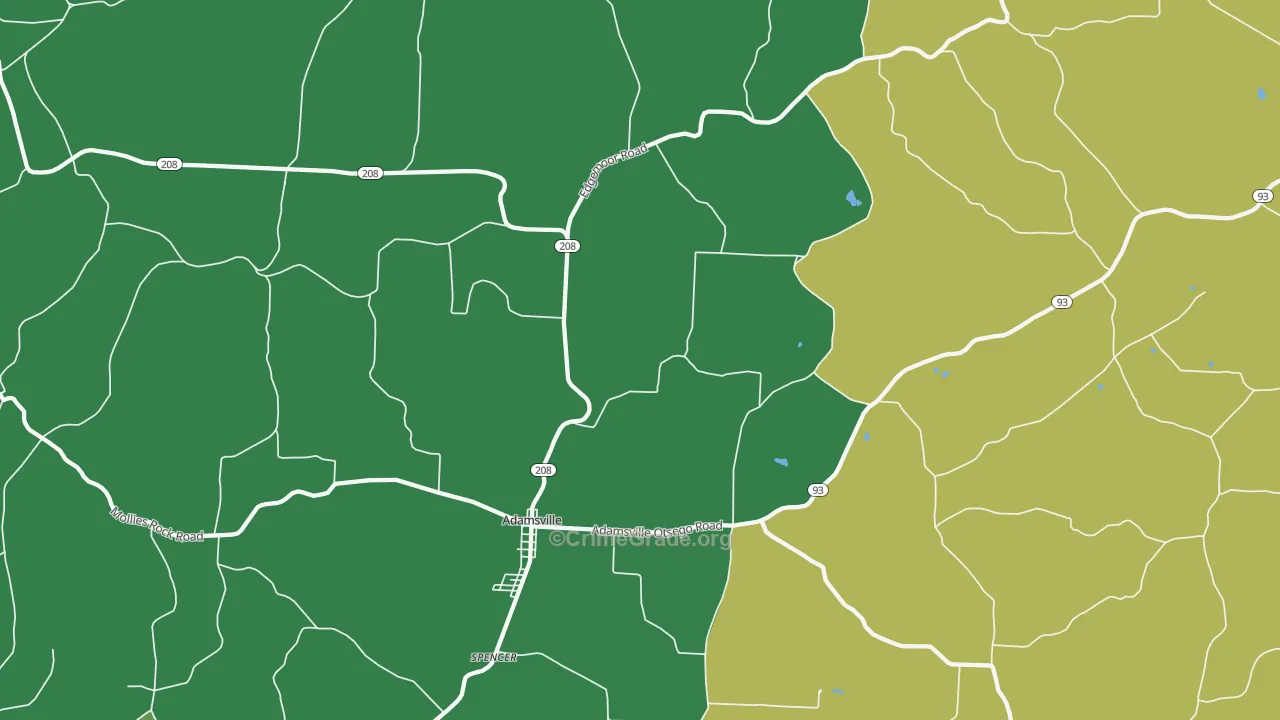 43802, OH Map of Vehicle Theft Rates