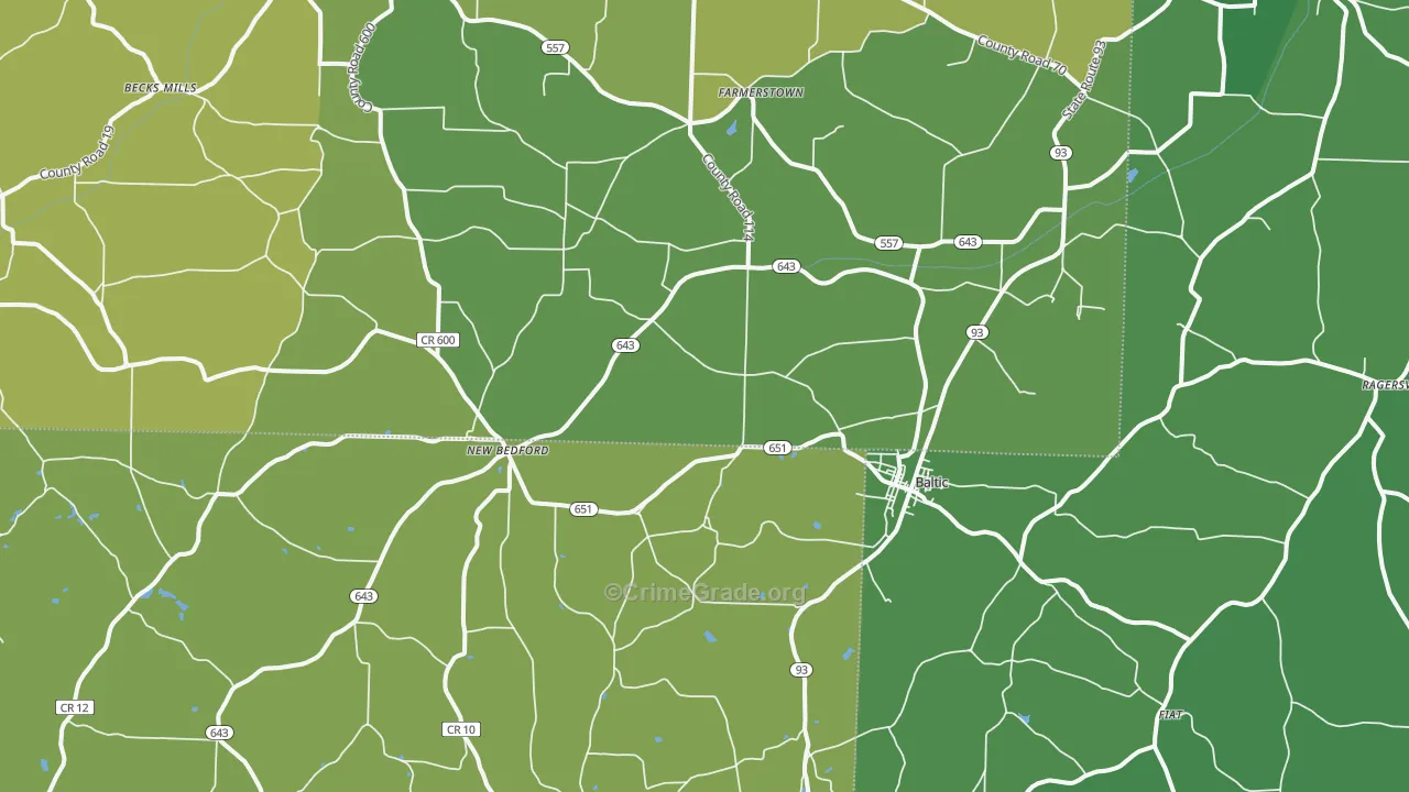 43804, OH Map of Vehicle Theft Rates