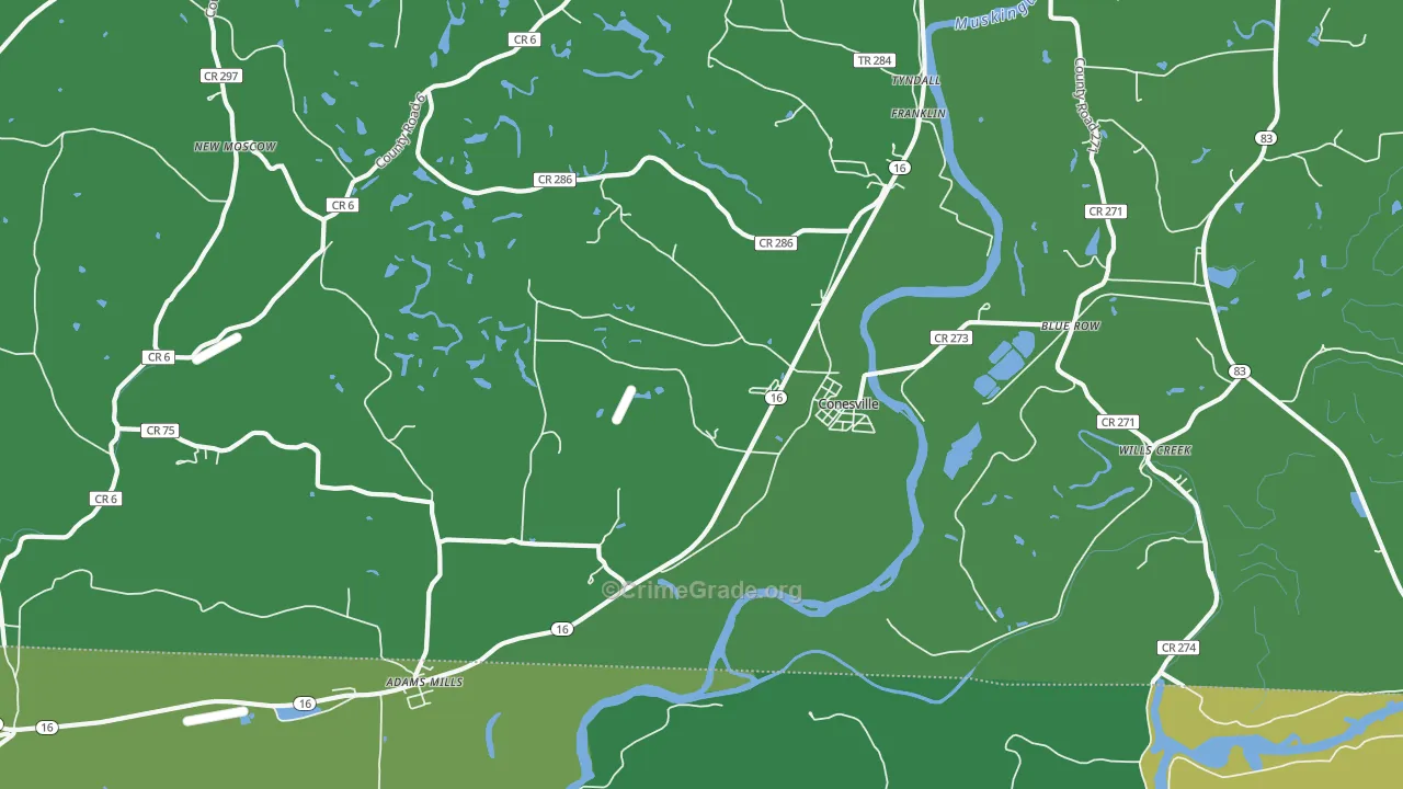 43811, OH Map of Vehicle Theft Rates