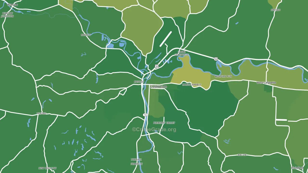 43812, OH Map of Vehicle Theft Rates