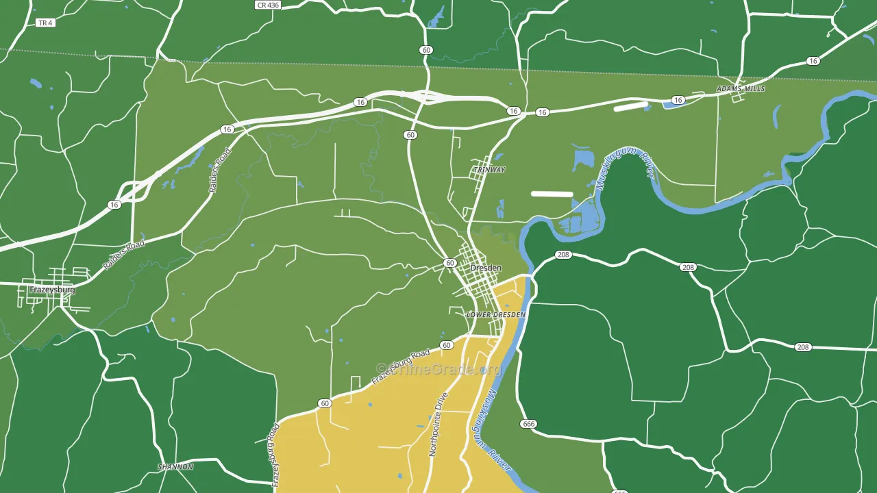 43821, OH Map of Vehicle Theft Rates